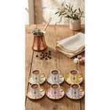 Ogeda Home 6 Kişilik Renkli Çiçekli Fincan Takımı- Balsa 6 Kişilik Çiçekli Çok Renkli Fincan Seti - Altın - Beyaz