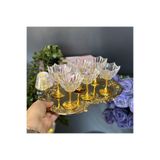 Ogeda Home 6'lı Gold Ayaklı Lotus Çiçeği Kahve Yanı Cam Lokumluk-Gold Ayaklı Lotus Lokumluk