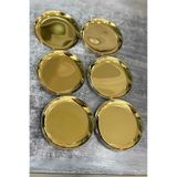 Ogeda Home 6'lı Gold Yuvarlak Metal Tatlı Tabağı 12 cm- Kahve Yanı Lokumluk,Şekerlik,Kahve Yanı İkramlık