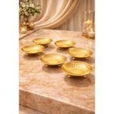 Ogeda Home 6'lı Gümüş Metal Ayaklı Çerezlik & Lokumluk - Dövme Desenli Şık Kahve Yanı Sunum Kasesi - Gold