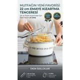 Ogeda Home Emaye Kızartma Tenceresi/ Fritöz 22 cm - Mood Serisi Emaye Kızartma Tenceresi/ Fritöz (Özel Pyrex Kapaklı) 4 Lt