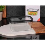 Ogeda Home Mien Vakumlu Cam Saklama Kabı Siyah Kapaklı 800 Ml- Silikon Contalı Sızdırmaz Cam Saklama Kabı 800ML