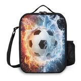 Öğle Yemeği Kutusu Yalıtımlı Öğle Yemeği Çantası, Yeniden Kullanılabilir Taşınabilir Bento Öğle Yemeği Kutusu, Omuz Askılı Futbol Öğle Yemeği Çantası, Komik Sevimli Futbol Soğutucu Termal Yemek Öğle