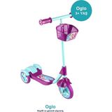 Oglo Çocuk Scooter 3 Tekerlekli Frenli Sepetli — Dengeli Ilk Scooter, Ayarlanabilir Gidon 3+ Yaş - Mor