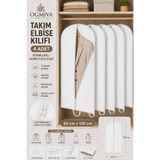 OgMiva 4'lü Beyaz Takım Elbise Kılıfı 60x100 cm Çift Fermuarlı Gamboç Elbise Kılıfı Kıyafet Koruyucu Toz Geçirmez Dolap Düzenleyici