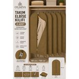 Ogmiva 4'lü Takım Elbise Kılıfı 60X100 cm Çift Fermuarlı Gamboç Elbise Kılıfı Kıyafet Koruyucu Toz Geçirmez Dolap Düzenleyici - Kahverengi - 60 x 100 cm