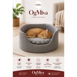 Ogmiva Keçe Kedi ve Köpek Yatağı Peluş Minderli Elyaf Dolgulu Evcil Hayvan Yatağı - Gri