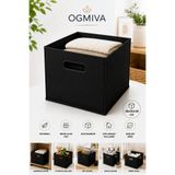 Ogmiva Keçe Organizer Kutu 30X30X30 cm Katlanabilir Çok Amaçlı Düzenleyici Sepet Oyuncak Dolap Raf Düzenleyici - Siyah