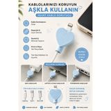 Ognami Kalp Tasarımlı Şarj Kablosu Koruyucu - Kablo Kırılma Önleyici 3D Baskı