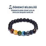 Öğrenci Bilekliği Doğal Mercan Akik Yeşim Azurit Oniks Taşı Başarı Bileklik