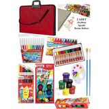 Öğrenci Boyama Seti 11 Parça 1 Paket 35X50 Resim Çantası Resim Defter Fatih Sulu Boya Kuru Boya Pastel Boya Keçeli Kalem - Kırmızı - Standart - 35x50cm