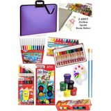 Öğrenci Boyama Seti 11 Parça 1 Paket 35X50 Resim Çantası Resim Defter Fatih Sulu Boya Kuru Boya Pastel Boya Keçeli Kalem - Lila - 35x50cm - Standart