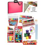 Öğrenci Boyama Seti 11 Parça 1 Paket 35X50 Resim Çantası Resim Defter Fatih Sulu Boya Kuru Boya Pastel Boya Keçeli Kalem - Pembe - Standart - 35x50cm
