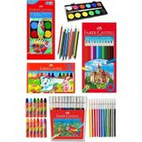 Öğrenci Boyama Seti 4 lü Faber 12 Renk Sulu Boya Kuru Boya Pastel Boya Keçeli Kalem 12 li Boya Set Faber Castell Okul Sı