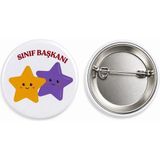 Öğrenci Sınıf Başkanı Metal Buton Rozet Broş-Çanta Rozeti-Yaka Iğnesi (44MM) 1 Adet