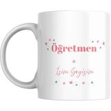 Öğretmen Baskılı Kupa Bardak, Isme Özel Tasarım Bardak, Istediğiniz Ismi Yazabilirsiniz 330 ml süblimasyon baskıya uygun - Beyaz