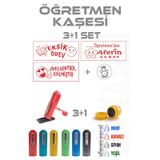 Öğretmen Kaşesi Aferin Kaşesi Cep Kaşesi 3+1 Set