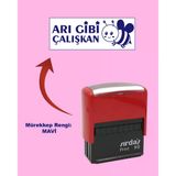 Öğretmen Kaşesi - Arı Gibi Çalışkan, 912 (51Mmx19mm) Mavi Keçeli Otomatik Kaşe