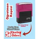 Öğretmen Kaşesi - Eksik Ödev, 911 (16Mm X 41Mm) Kırmızı Keçeli Otomatik Kaşe