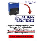 Öğretmen Kaşesi - Yıldızlı Aferin, 912 (51Mmx19mm) Mavi Keçeli Otomatik Kaşe