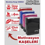 Öğretmen Motivasyon Kaşe Seti, 911 (16mm*41mm) Kırmızı Keçeli Otomatik Kaşe