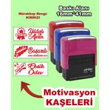 Öğretmen Motivasyon Kaşe Seti, 911 (16Mmx41mm) Kırmızı Keçeli Otomatik Kaşe