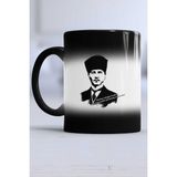 Öğretmenler Günü Hediyesi Atatürk Asil Kan Kupa Bardak Sihirli - 1 Adet - 300 ml - Siyah