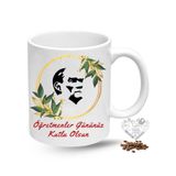 Öğretmenler Günü Hediyesi Atatürk Silueti Baskılı Porselen Kupa Bardak
