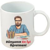 Öğretmenler Günü Hediyesi Beyaz Kupa Bardak - Bej