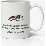 Öğretmenler Günü Temalı Beyaz Kupa Bardak, Baskılı Kahve Keyfi, Model 824 - Seçenek 1