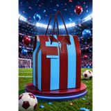 OGTWO Bordo Mavi Lüks Taşınabilir Hediye Kutusu Çanta Özel Taraftar Serisi Premium Konsept Tasarım Hediyelik Boş Karton Hediye İçin Poşet Taraftar Futbol Büyük Boy Hediye Paketi - 24x14x20cm
