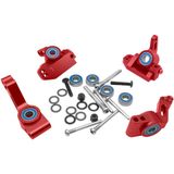 OGUNKE OGRC Alüminyum Ön Tekerlek Bloğu ve Direksiyon Blokları ve Arka Direk Aks Taşıyıcı Kiti Bilyalı Rulmanlı Yükseltme Parçaları 1/10 Traxxas 2WD Slash için, Stampede, 3632 3736 3752 (Kırmızı)