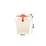 OĞUZ AMBALAJ Bebek Cinsiyet Partisi Kutusu Kırmızı Kurdele Baskılı Gövde+Kapak Beyaz 60x60x80 cm