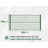 Oğuz Endustri Tel Çit 1 Adet Takım Panel Çit 100X250CM 55X150MM 4.00 Göz Aralığı 1 Adet Direk Aksesuarlı - Yeşil