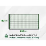 Oğuz Endüstri Tel Çit 1 Adet Takım Panel Çit 120X250CM ( Aksesuarlı) - Yeşil
