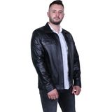 Oğuzhan Siyah Hakiki Deri Erkek Mont - 000-Siyah