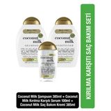 OGX Besleyici Coconut Milk Sülfatsız 385 ml Şampuan + Coconut Milk 100 ml Kırılma Karşıtı Serum Seti