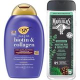 Ogx Biotin & Collagen Dolgunlaştırıcı Sülfatsız ŞAMPUAN 385 ml + Deniz Çamı & Okaliptüs Duş Jeli 400 ML
