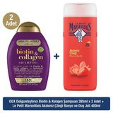 OGX Biotin & Kolajen Sülfatsız Şampuan x2 + Le Petit Marseillais Akdeniz Çileği Duş Jeli 400 ml