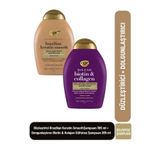 OGX Brazilian Keratin Smooth 385 ml Şampuan + Dolgunlaştırıcı Biotin ve Kolajen Sülfatsız 385 ml Şampuan