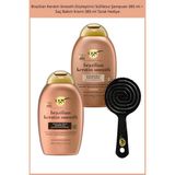 Ogx Brazilian Keratin Smooth Düzleştirici Sülfatsız Şampuan 385 ml + Saç Bakım Kremi 385 ml Tarak Hediye