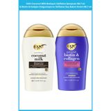 OGX Coconut Milk Besleyici Sülfatsız Şampuan 88.7 ml & Biotin & Kolajen Dolgunlaştırıcı Sülfatsız Saç Bakım Kremi 88.7 ml