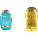 OGX Ekstra Güçlü Nemlendirici ve Canlandırıcı Argan Oil of Morocco Sülfatsız Saç Kremi (1 x 385 ml) ve ogx yenileyici argan oil of morocco saç bakım yağı 100 ml