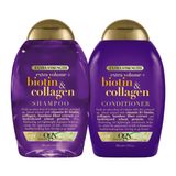 OGX Kalın ve Full + Biotin ve Kolajen Ekstra Güçlü Hacimli Şampuan ve Saç Kremi, İnce Saçlar için B7 Vitamini ve Hidrolize Buğday Proteini ile İnce Saçlar için Sülfat İçermeyen Yüzey Aktif Maddeler, 13 Fl Oz