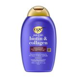 OGX Kalın ve Tam + Biotin & Kollajen Hacim Verici Şampuan İnce Saçlar için, B7 Vitamini ve Hidrolize Buğday Proteinli Kalınlaştırıcı Şampuan, Paraben İçermeyen, Sülfatsız Yüzey Aktif Maddeler, 13 fl oz