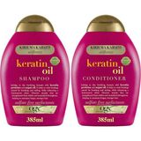 Ogx Keratin Oil Şampuan 385 ml + Bakım Kremi 385 ml 2'li Set - Çok Renkli - Standart