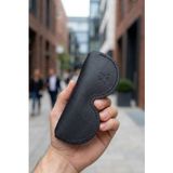Oh Deer Leather Hakiki Deri Gözlük Kabı - Oval Gözlüklere Uygun Tasarım - Siyah
