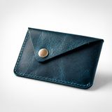 Oh Deer Leather Hakiki Deri Kartlık – Minimal Tek Çapraz Çıtçıtlı Tasarım (mavi)