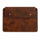 Oh Deer Leather Hakiki Deri Laptop Kılıfı 13-14 inç MacBook Air Uyumlu (33,5 x 23,5 cm) - Kahverengi