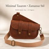Oh Deer Leather Hakiki Deri Saddle Bag Çapraz Çanta – Premium Tasarım Günlük Omuz Çantası - Kahverengi